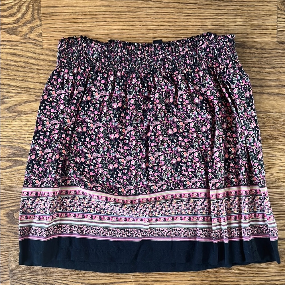 Floral Pink and Black Women's Skirt